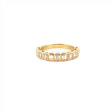 14K Gold Natural Emerald Cut Diamond Bezel Band