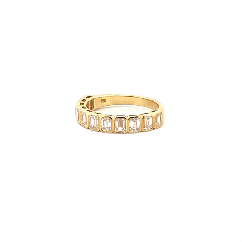 14K Gold Natural Emerald Cut Diamond Bezel Band