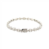 14K Gold Oval and Marquise Shape Diamond Cluster Bracelet