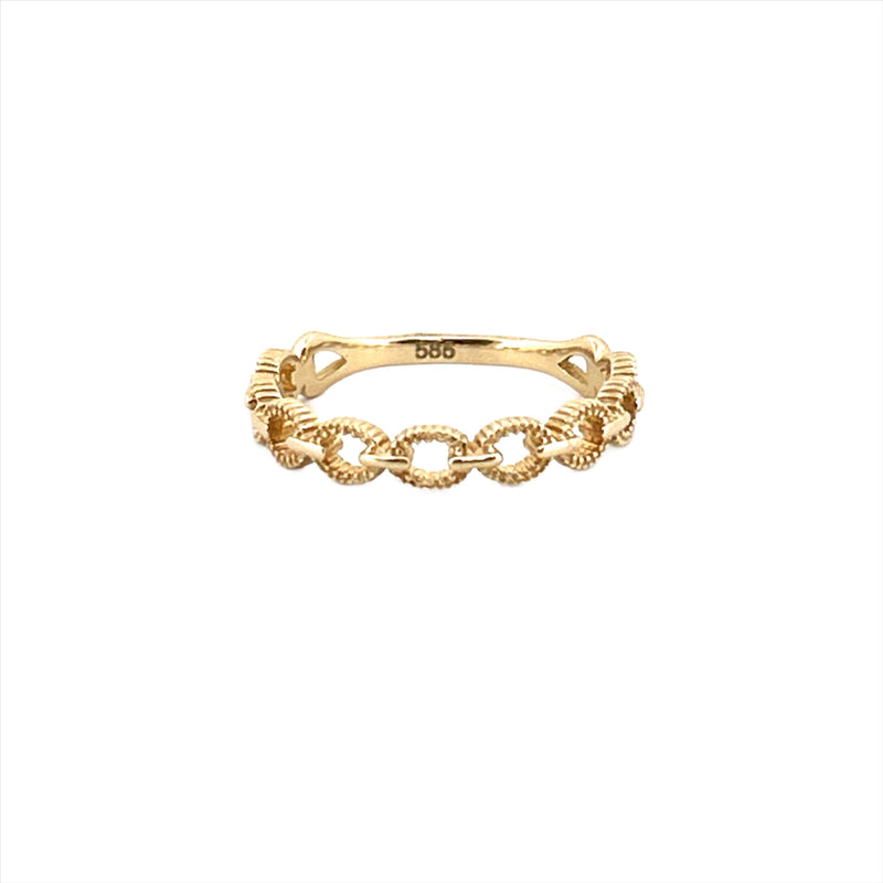 14K Gold Art Deco Chain Link Fashion Band