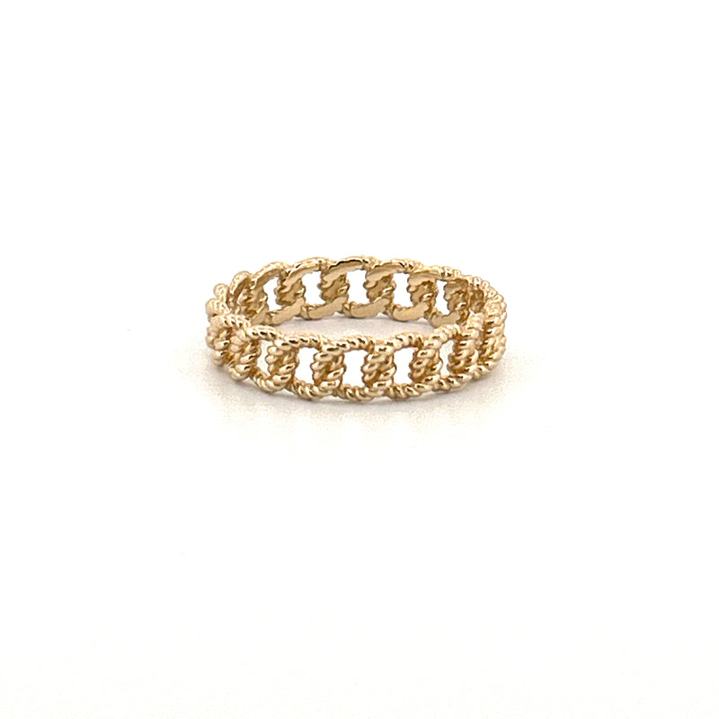 14K Gold Roped Cuban Fashion Band