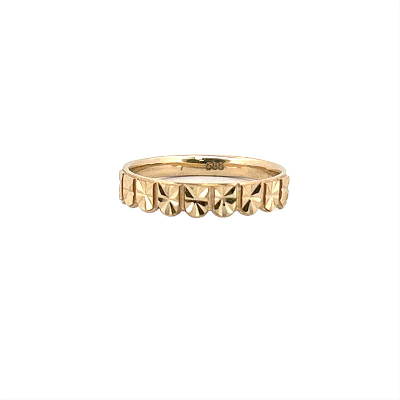 14K Gold Paneled Diamond Cut Fashion Band