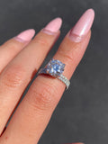 14K Gold 2.50 Carat Round Lab Grown Diamond Engagement Set with Under Halo