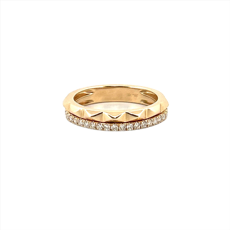 14K Gold Studded Two Row Diamond Band