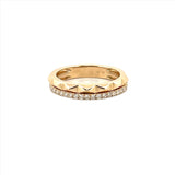 14K Gold Studded Two Row Diamond Band