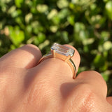 14K Gold East West 3.00 Carat Lab Grown Emerald Diamond Engagement Ring