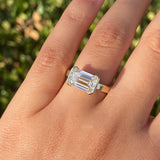 14K Gold East West 3.00 Carat Lab Grown Emerald Diamond Engagement Ring