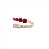 14K Gold Basket Prong Set Ruby and Diamond Open Wrapped Band