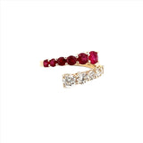 14K Gold Basket Prong Set Ruby and Diamond Open Wrapped Band