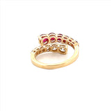 14K Gold Basket Prong Set Ruby and Diamond Open Wrapped Band