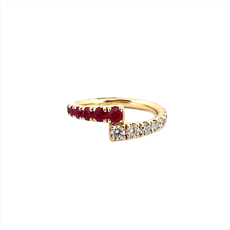 14K Gold Ruby and Diamond Wrapped Band