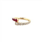 14K Gold Ruby and Diamond Wrapped Band