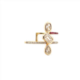 14K Gold Two Row Multi Shape Bezel Diamond Band