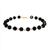 14K Gold Spaced Black Spinel Bracelet