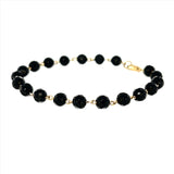 14K Gold Spaced Black Spinel Bracelet