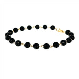 14K Gold Spaced Black Spinel Bracelet