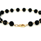 14K Gold Spaced Black Spinel Bracelet