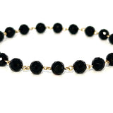 14K Gold Spaced Black Spinel Bracelet
