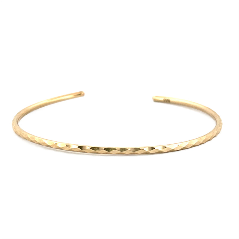 14K Gold 3D Diamond Cut Bangle