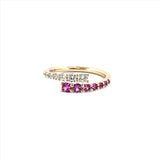 14K Gold Open Wrapped Pink Sapphire and Diamond Band