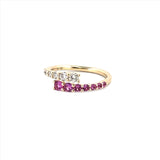 14K Gold Open Wrapped Pink Sapphire and Diamond Band