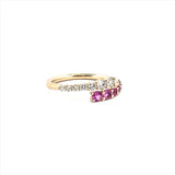 14K Gold Open Wrapped Pink Sapphire and Diamond Band