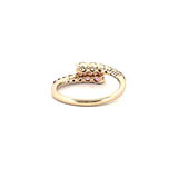 14K Gold Open Wrapped Pink Sapphire and Diamond Band