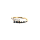 14K Gold Open Wrapped Black Diamond and White Diamond Band