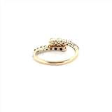 14K Gold Open Wrapped Black Diamond and White Diamond Band