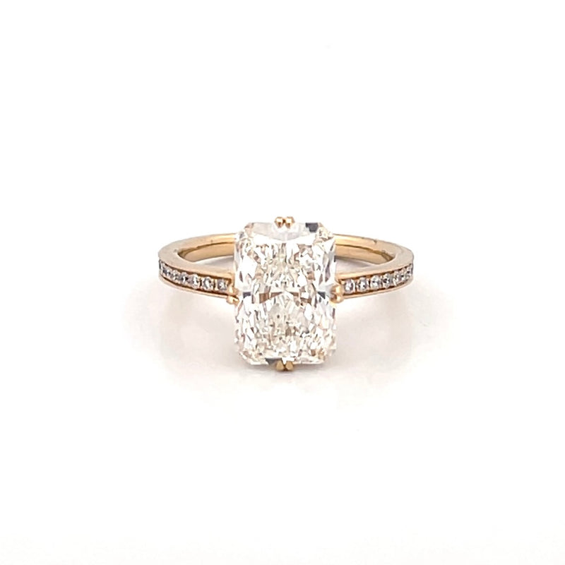 14K Gold 4.00 Carat Lab Grown Radiant Double Wire Engagement Ring