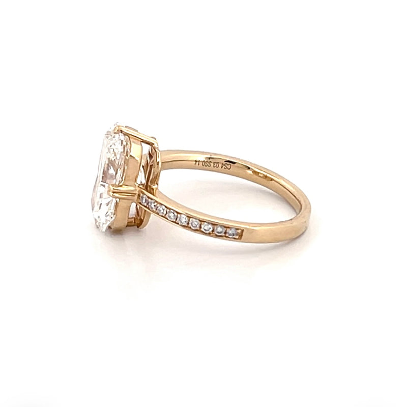 14K Gold 4.00 Carat Lab Grown Radiant Double Wire Engagement Ring