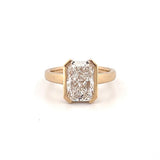14K Gold Lab Grown Radiant Open Bezel Solitaire Engagement Ring
