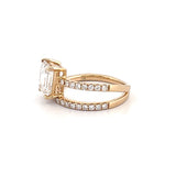 14K Gold 2.50 Carat Lab Grown Emerald Cut Diamond Half Two Row Engagement Ring