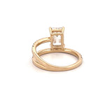 14K Gold 2.50 Carat Lab Grown Emerald Cut Diamond Half Two Row Engagement Ring