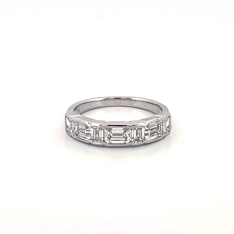 14K Gold Carat Alternating Lab Grown Emerald Cut Diamond Wedding Band