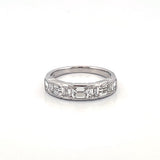 14K Gold Carat Alternating Lab Grown Emerald Cut Diamond Wedding Band
