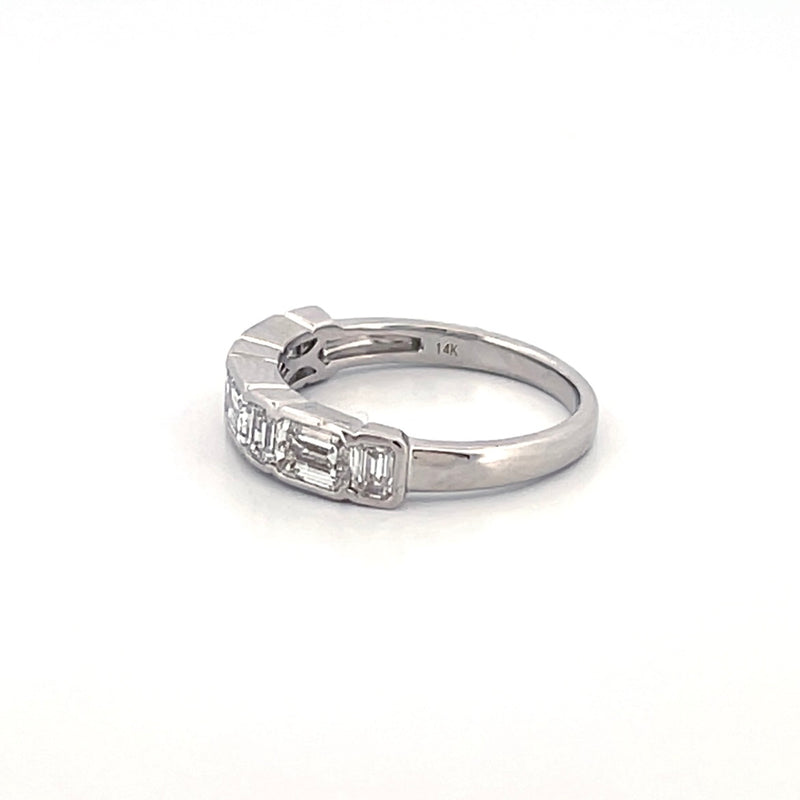 14K Gold Carat Alternating Lab Grown Emerald Cut Diamond Wedding Band