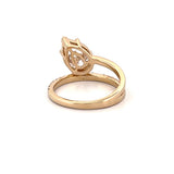 14K Gold 2.50 Carat Lab Grown Pear Half Two Row Engagement Ring