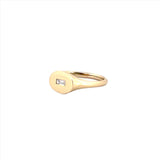 14K Gold Baguette Diamond Signet Ring