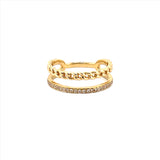 14K Gold Channel and Cuban Diamond Ring