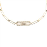 14K Gold Paper Clip Motif Diamond Bracelet