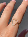 14K Gold Open Heart Diamond Ring