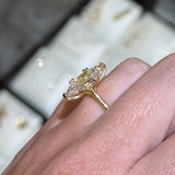 14K Gold Lab Grown Marquise Cut Diamond Floral Solitaire Engagement Ring