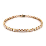 14K Gold Lab Grown Mini Cushion Bezel Tennis Bracelet