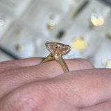 14K Gold Lab Grown Pear Cut Diamond Floral Solitaire Engagement Ring