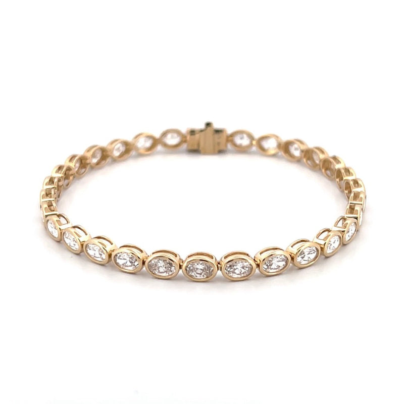 14K Gold Lab Grown Oval Bezel Tennis Bracelet
