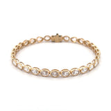 14K Gold Lab Grown Oval Bezel Tennis Bracelet
