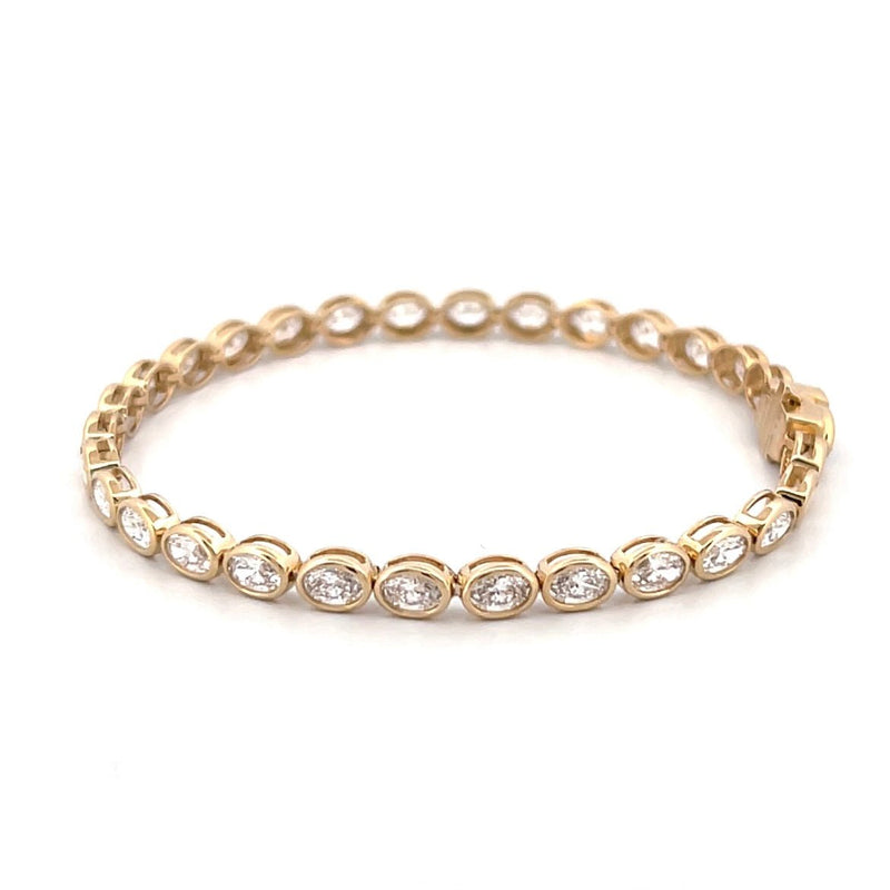 14K Gold Lab Grown Oval Bezel Tennis Bracelet