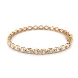 14K Gold Lab Grown Oval Bezel Tennis Bracelet