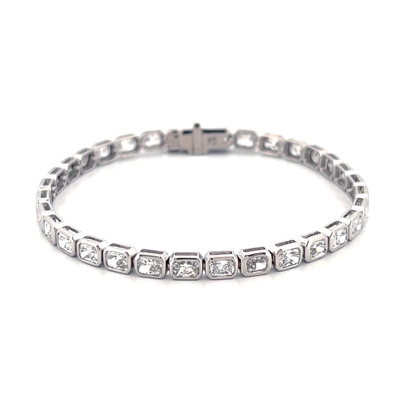 14K Gold Lab Grown Radiant Bezel Tennis Bracelet